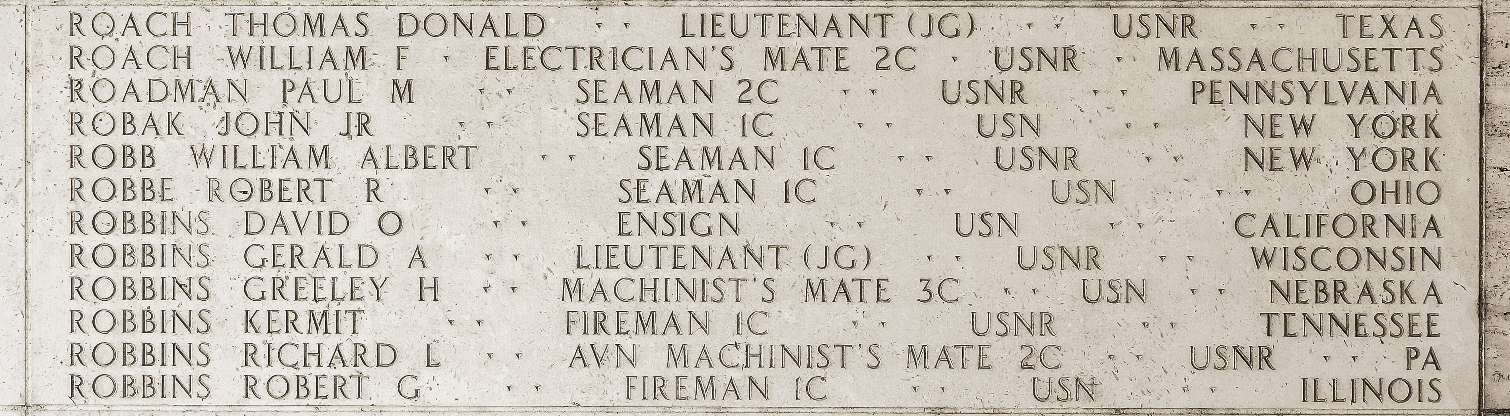 Robert G. Robbins, Fireman First Class